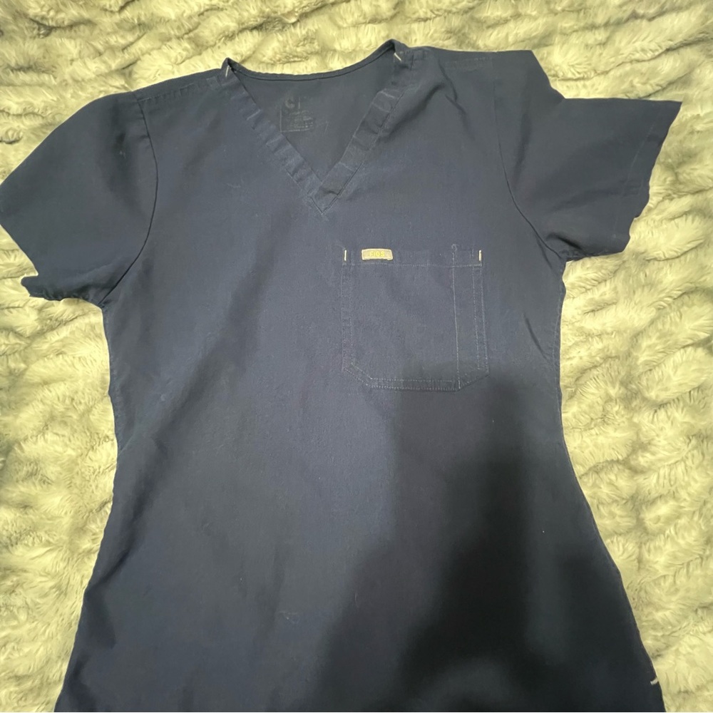 Figs Navy Blue Women's V-Neck Top size XS